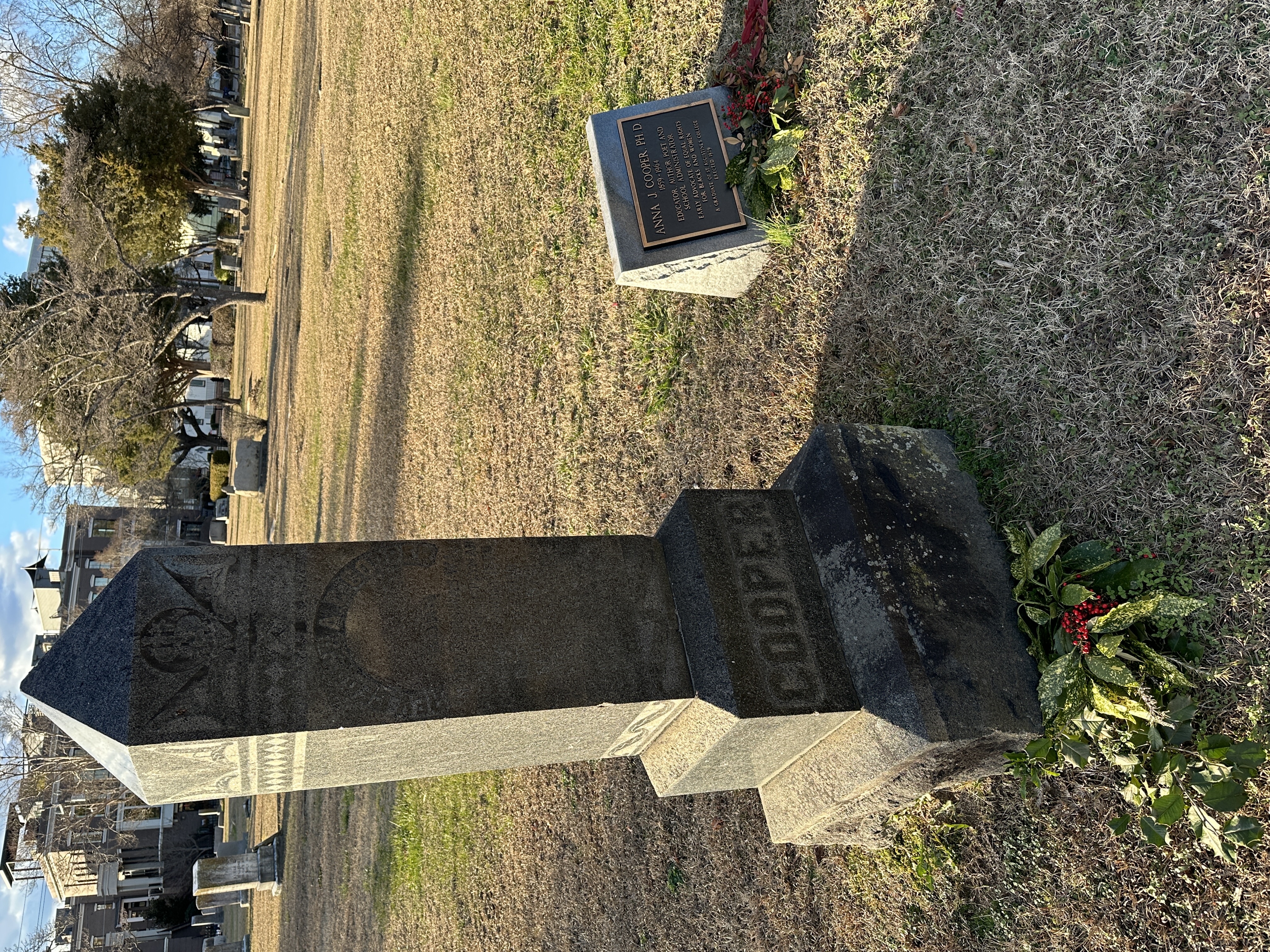 Headstones of Anna Julia Cooper and husband George A.C. Cooper