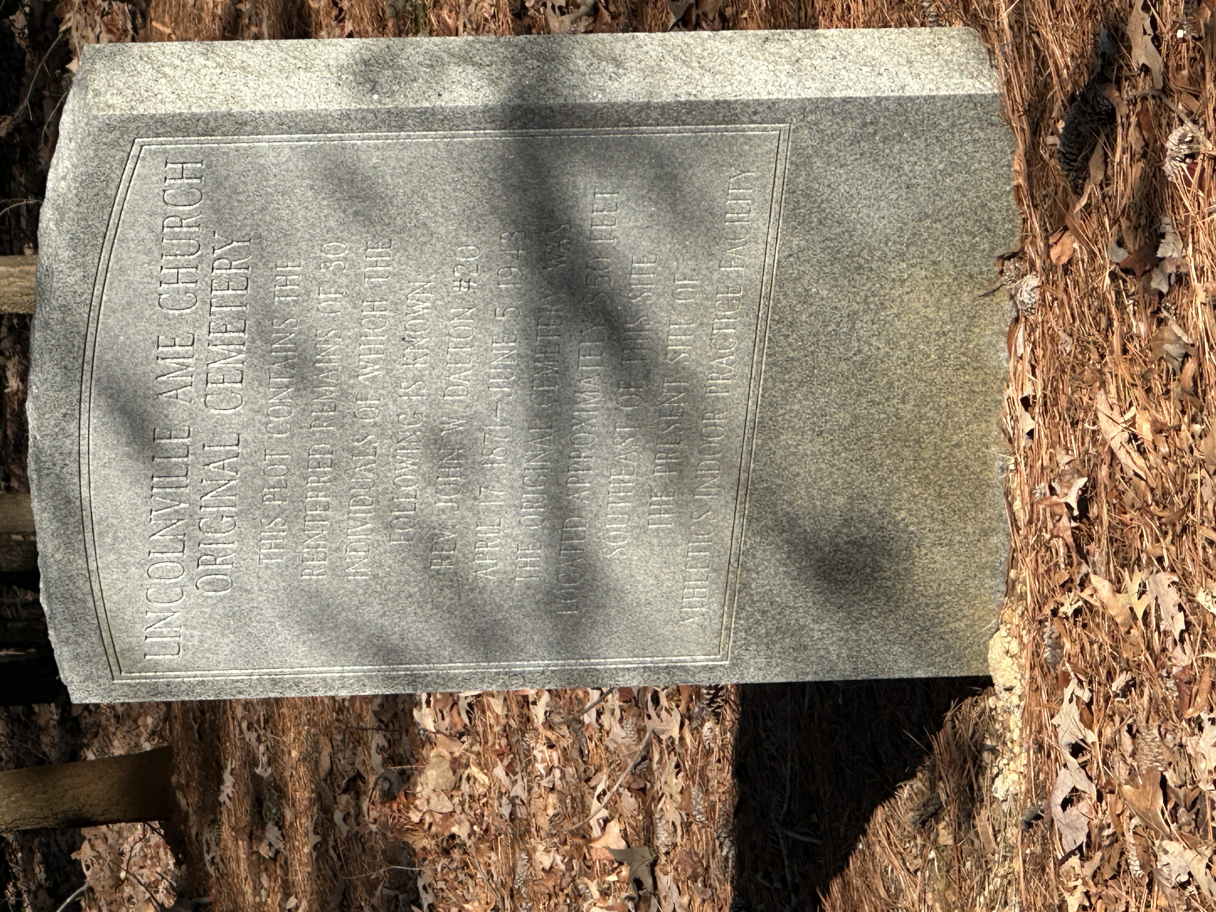 Commemorative Headstone for Lincolnville AME Church Original Cemetery